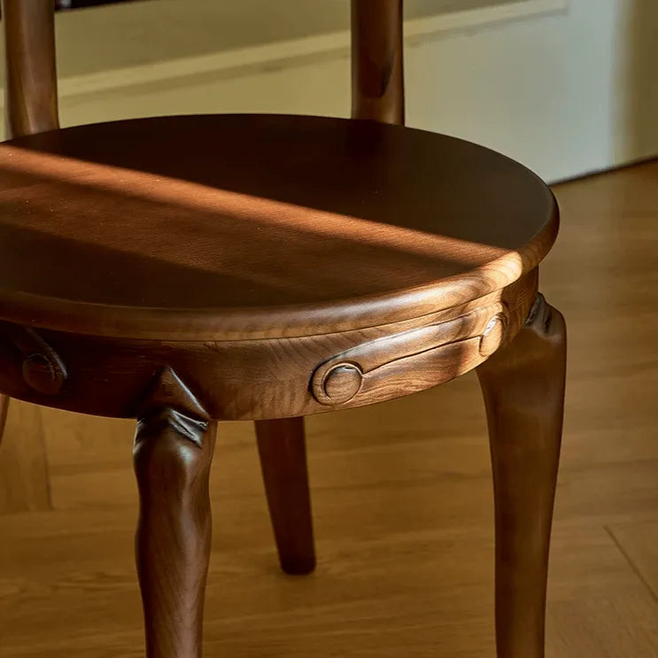 Sculptural Vintage Dining Chair with Heart Back and Hand-Carved Arms