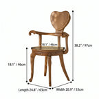 Sculptural Vintage Dining Chair with Heart Back and Hand-Carved Arms Dimensions