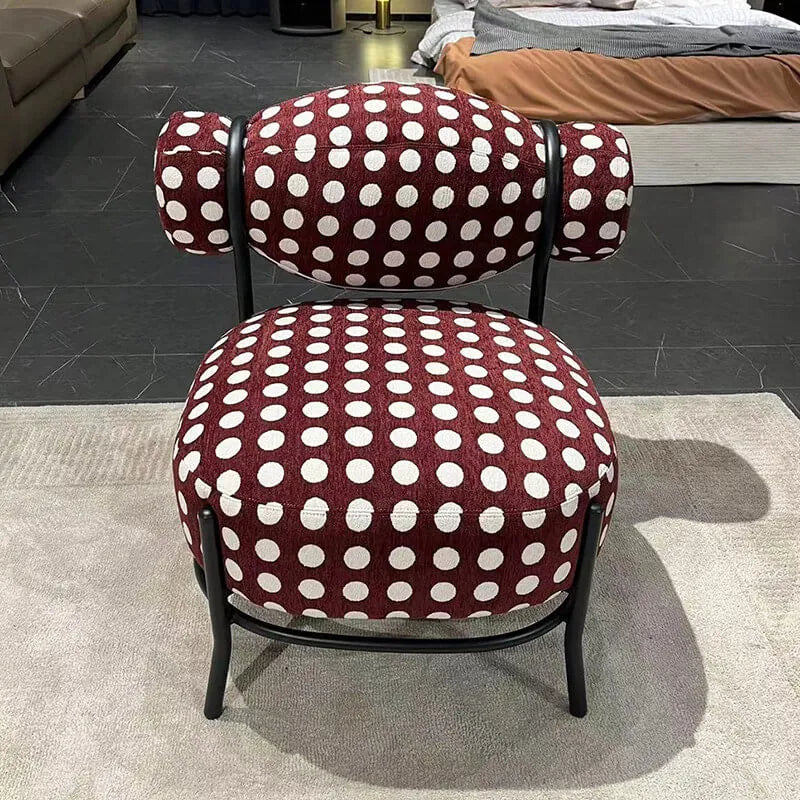Sculptural Vintage Red Polka Dot Chair With Velvet Texture Metal Frame Secondary image