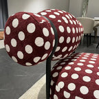 Sculptural Vintage Red Polka Dot Chair With Velvet Texture Metal Frame