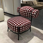 Sculptural Vintage Red Polka Dot Chair With Velvet Texture Metal Frame Main Product Image