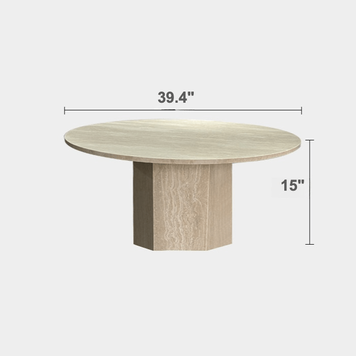 Sculptural Wabi-Sabi Coffee Table Featuring High-Density Travertine and Warm Wood Frame