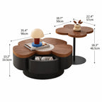 Sculptural Walnut and Stone Coffee Table Set With Petal Curves Dimensions