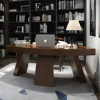 Sculptural Walnut Crescent Office Table with Broad Fan Top