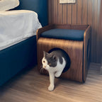 Sculptural Walnut Pet-Friendly Stool Side Table Nightstand With Rounded Tiers