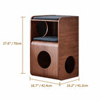 Sculptural Walnut Pet-Friendly Stool Side Table Nightstand With Rounded Tiers