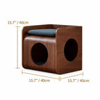 Sculptural Walnut Pet-Friendly Stool Side Table Nightstand With Rounded Tiers