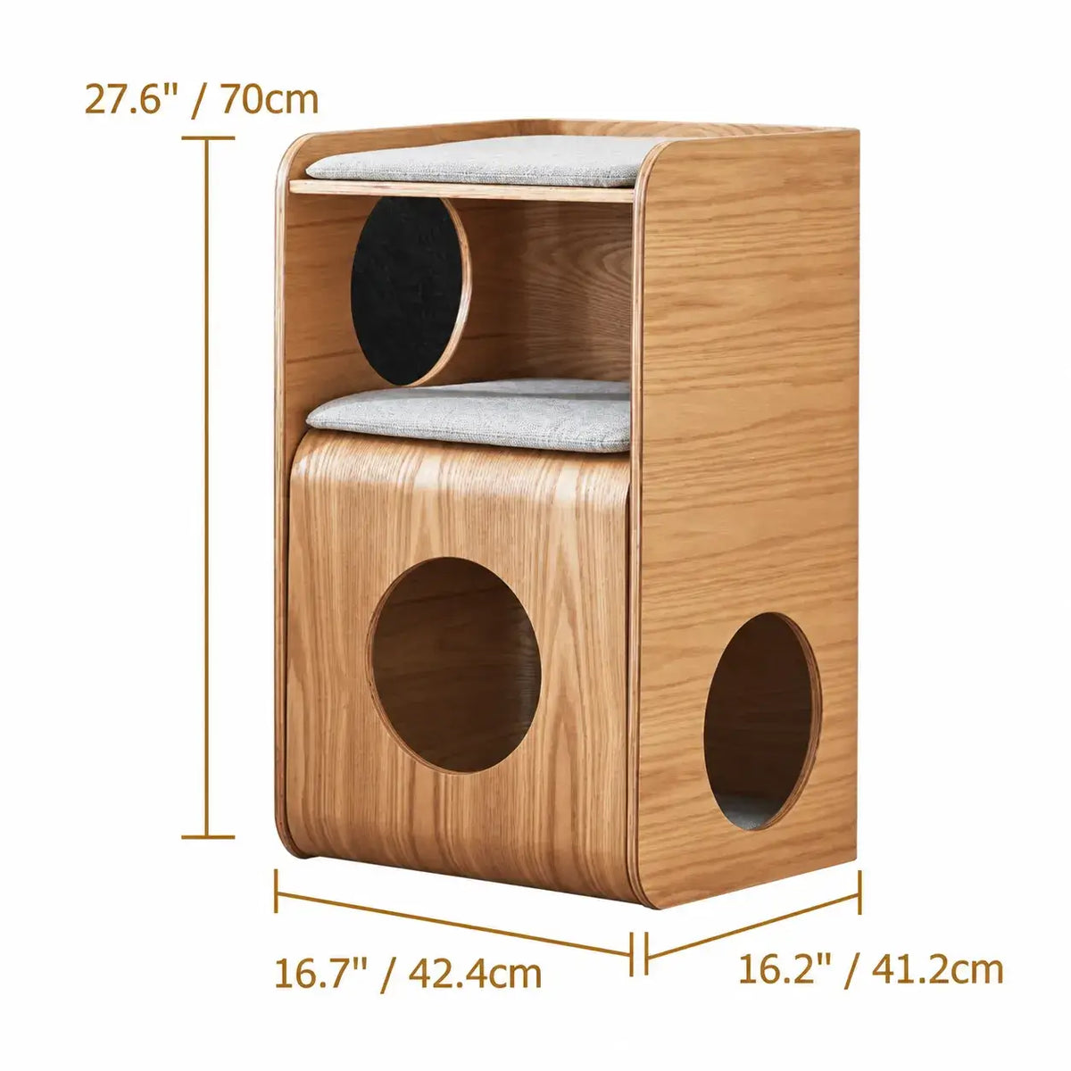 Sculptural Walnut Pet-Friendly Stool Side Table Nightstand With Rounded Tiers Dimensions