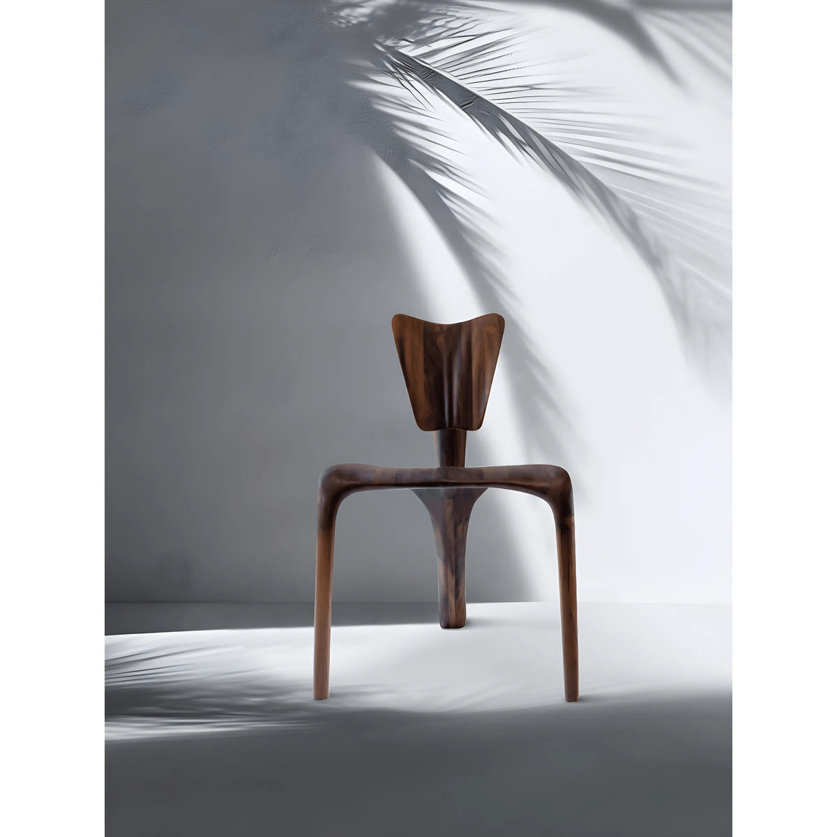 Sculptural Walnut Wood Accent Chair with Curved Back and Airy Silhouette