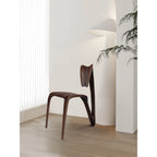 Sculptural Walnut Wood Accent Chair with Curved Back and Airy Silhouette