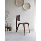 Sculptural Walnut Wood Accent Chair with Curved Back and Airy Silhouette Main Product Image