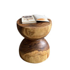 Sculptural Walnut Wood Hourglass End and Side Table with Butterfly Joinery