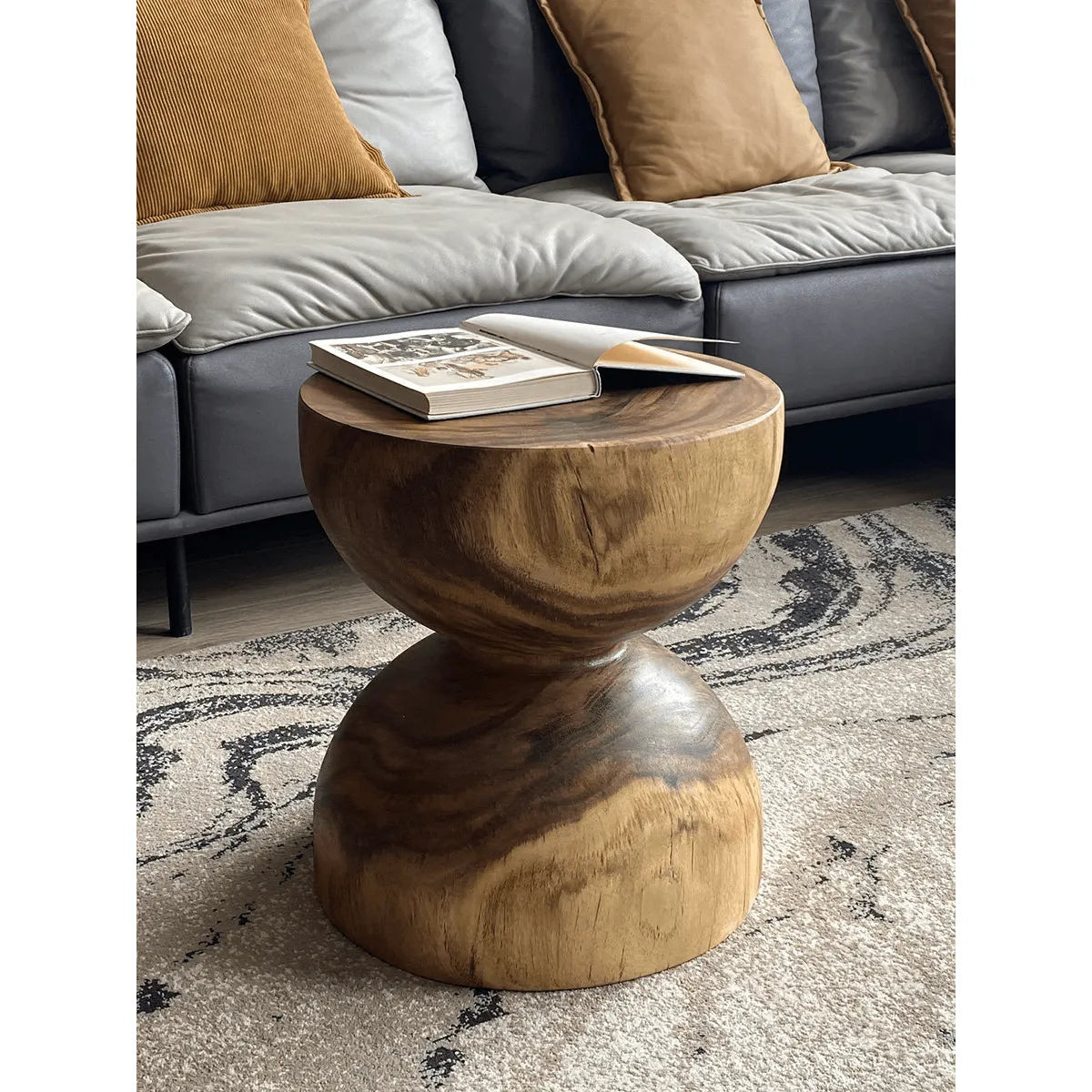 Sculptural Walnut Wood Hourglass End and Side Table with Butterfly Joinery Main Product Image Main image