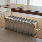Sculptural Wave Bench in Metallic PU, Plush Multi-Use Accent Seating