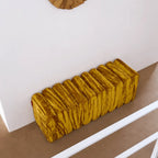 Sculptural Wave Bench in Metallic PU, Plush Multi-Use Accent Seating