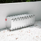 Sculptural Wave Bench in Metallic PU, Plush Multi-Use Accent Seating