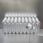 Sculptural Wave Bench in Metallic PU, Plush Multi-Use Accent Seating