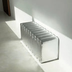 Sculptural Wave Bench in Metallic PU, Plush Multi-Use Accent Seating