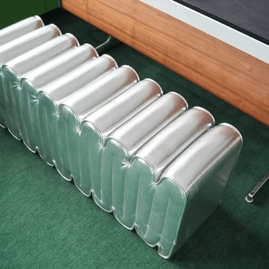 Sculptural Wave Bench in Metallic PU, Plush Multi-Use Accent Seating
