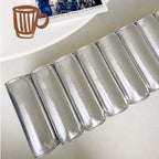 Sculptural Wave Bench in Metallic PU, Plush Multi-Use Accent Seating