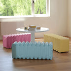 Sculptural Wave Bench in Soft PU Upholstery for Bedroom Dining