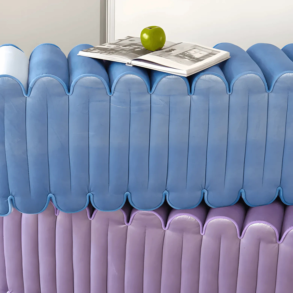 Sculptural Wave Bench in Velvet Dopamine Accent Seating