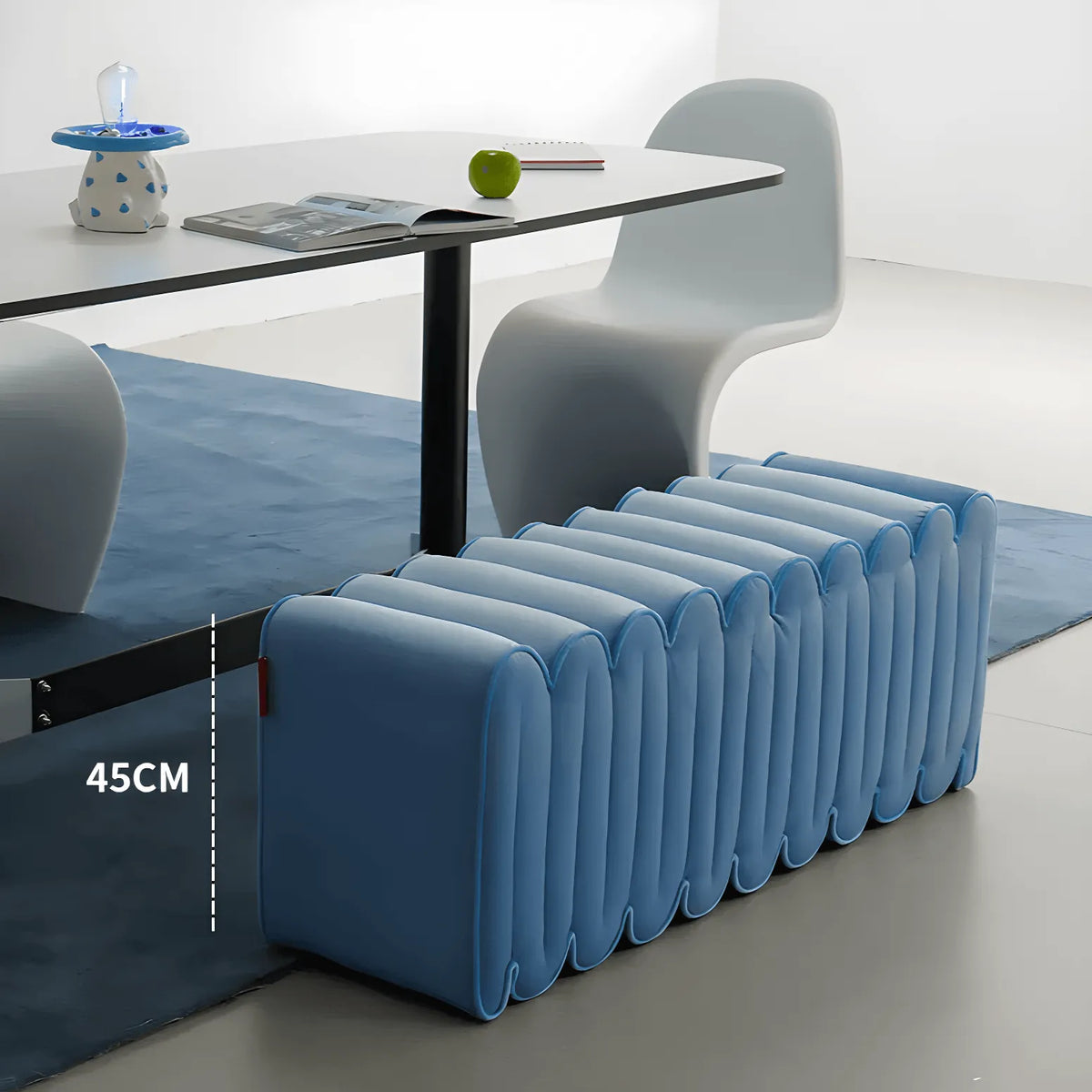 Sculptural Wave Bench in Velvet Dopamine Accent Seating