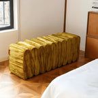 Sculptural Wave Bench in Velvet Dopamine Accent Seating