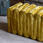Sculptural Wave Bench in Velvet Dopamine Accent Seating