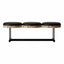 Sculptural Wave Bench with Leather Seats, Color-Block Veneer and Steel Base