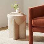 Sculptural White Concrete Coffee Table with Cross Base and Organic Curves