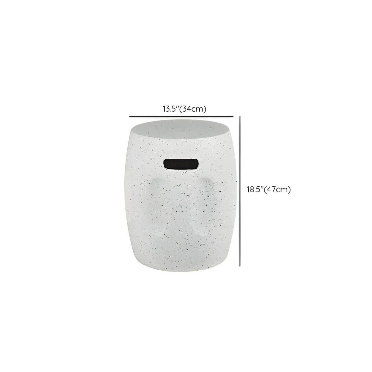 Sculptural White Concrete Side Table Set with Geometric Cutouts and Rounded Silhouette Dimensions