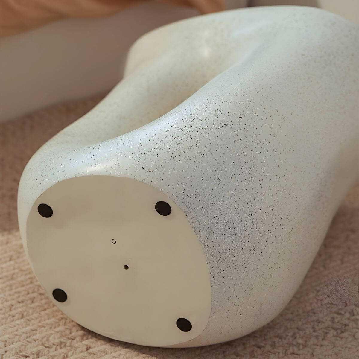 Sculptural White Concrete Side Table with Organic Curves and Elliptical Cutout