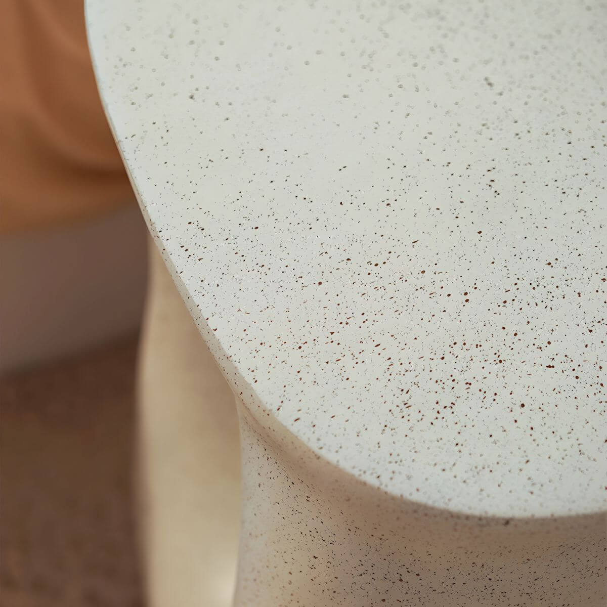 Sculptural White Concrete Side Table with Organic Curves and Elliptical Cutout