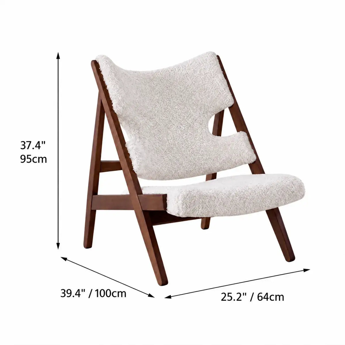Sculptural Wood Frame Knitting Sheepskin Lounge Chair for Relaxed Living