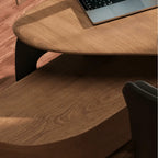 Sculptural Wooden Office Desk with Integrated Storage and Cable Management