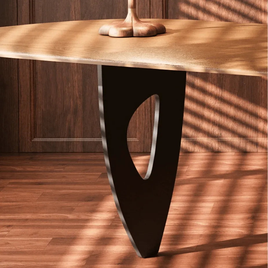 Sculptural Wooden Office Desk with Integrated Storage and Cable Management