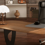 Sculptural Wooden Office Desk with Integrated Storage and Cable Management