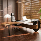Sculptural Wooden Office Desk with Integrated Storage and Cable Management Main Product Image