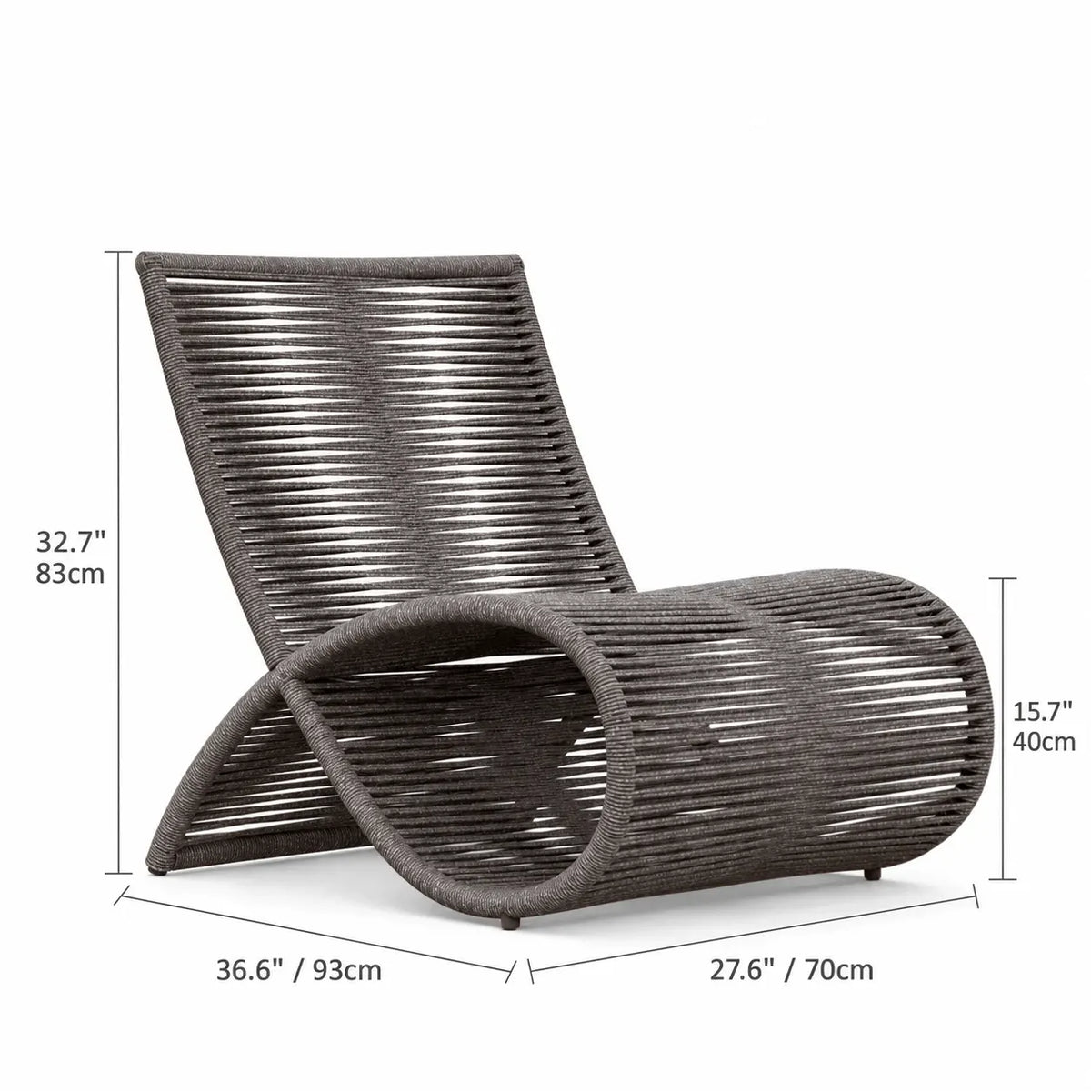 Sculptural Woven Outdoor Chair and Round Table Set, Nordic Patio Lounge