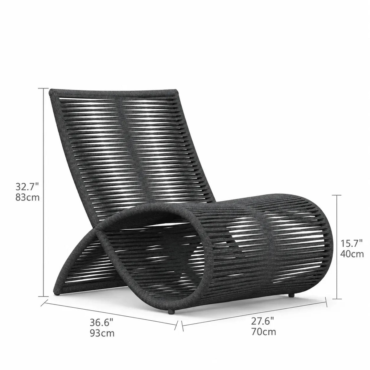 Sculptural Woven Outdoor Chair and Round Table Set, Nordic Patio Lounge
