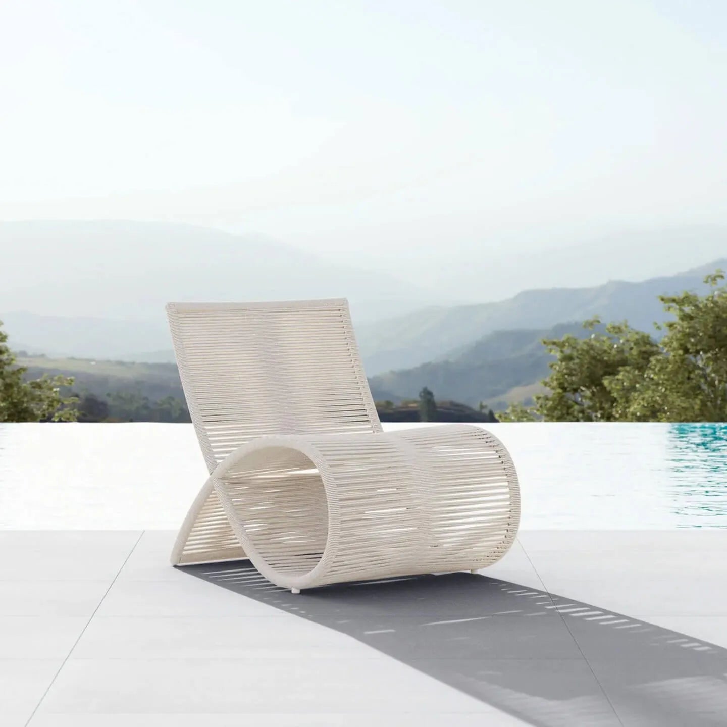Sculptural Woven Outdoor Chair and Round Table Set, Nordic Patio Lounge Secondary image