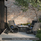 Sculptural Woven Outdoor Chair and Round Table Set, Nordic Patio Lounge