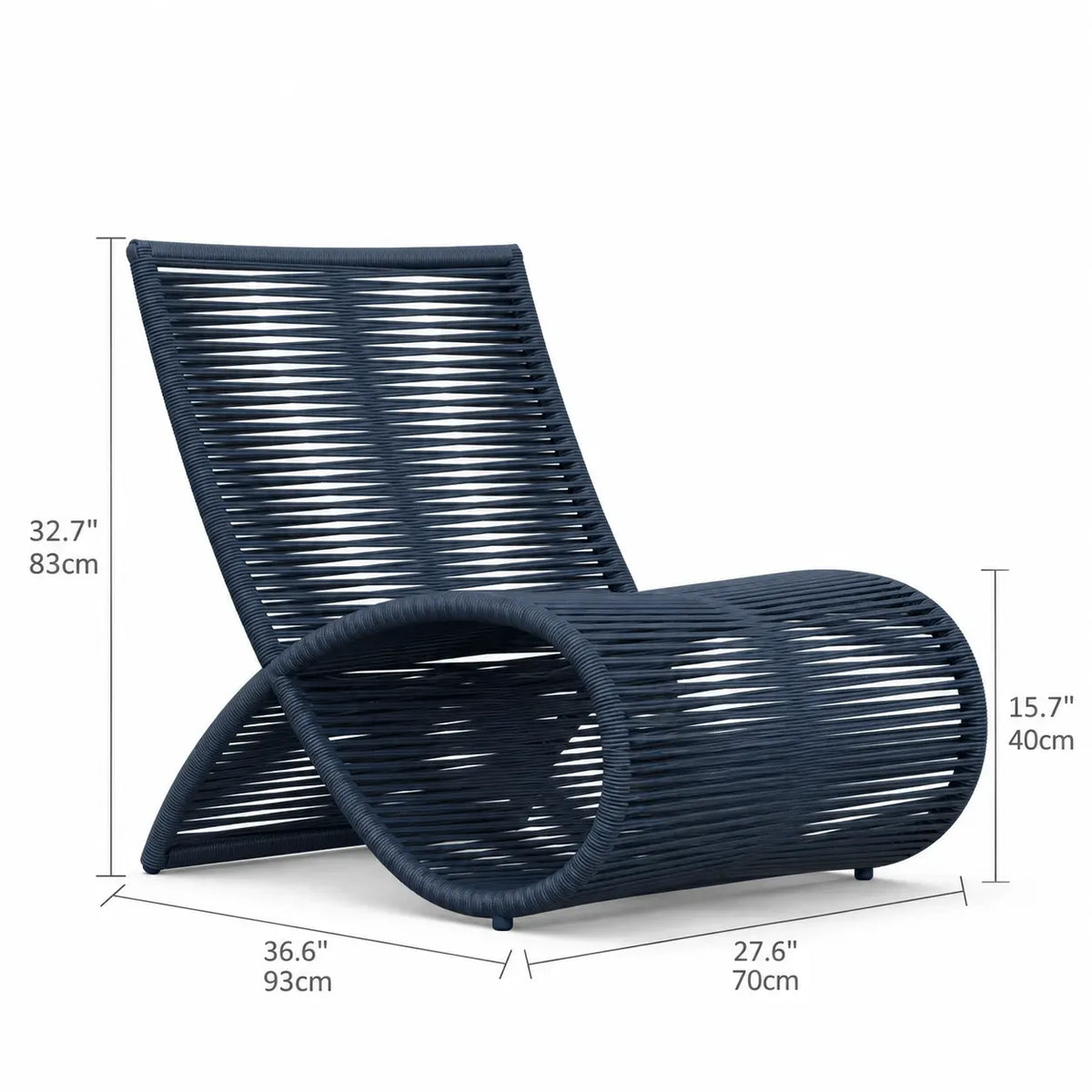 Sculptural Woven Outdoor Chair and Round Table Set, Nordic Patio Lounge Dimensions