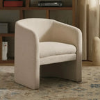 Sculptural Wraparound Accent Chair in Soft Green Linen Blend