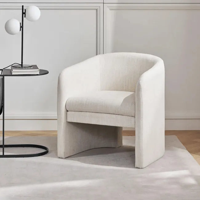 Sculptural Wraparound Accent Chair in Soft Green Linen Blend
