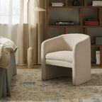 Sculptural Wraparound Accent Chair in Soft Green Linen Blend