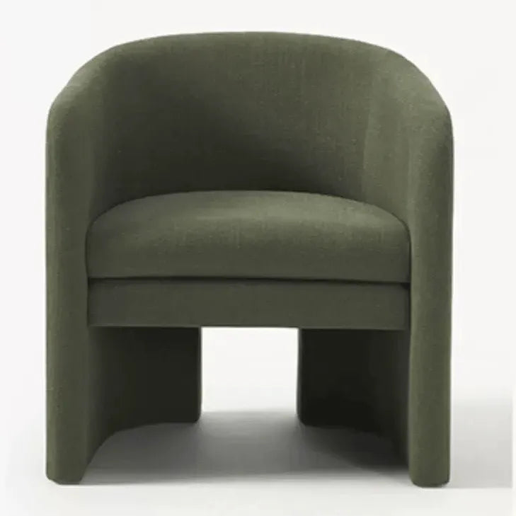 Sculptural Wraparound Accent Chair in Soft Green Linen Blend