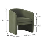 Sculptural Wraparound Accent Chair in Soft Green Linen Blend Dimensions