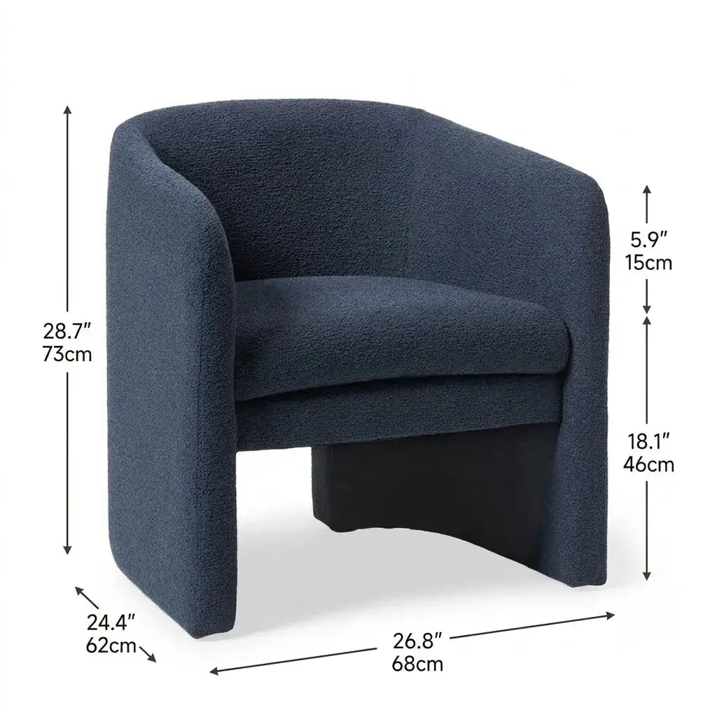 Sculptural Wraparound Accent Chair in Soft Green Linen Blend Dimensions